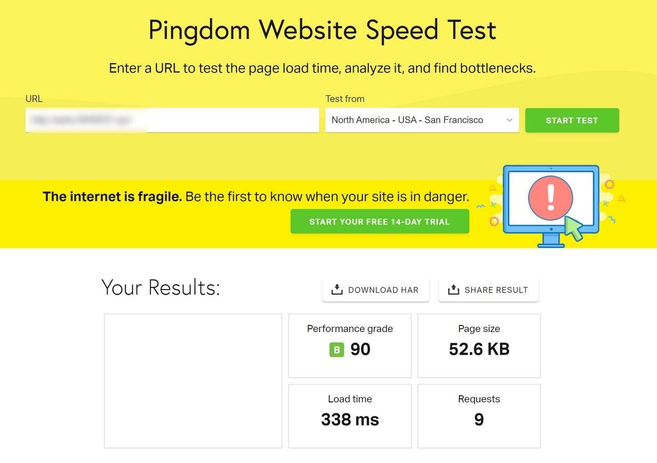 Namecheap 網站在 Pingdom 的測試，結果相當快速